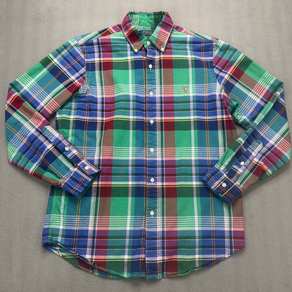 Polo Ralph Lauren Classic Fit Size M Green Plaid Long Sleeve Button Down Shirt